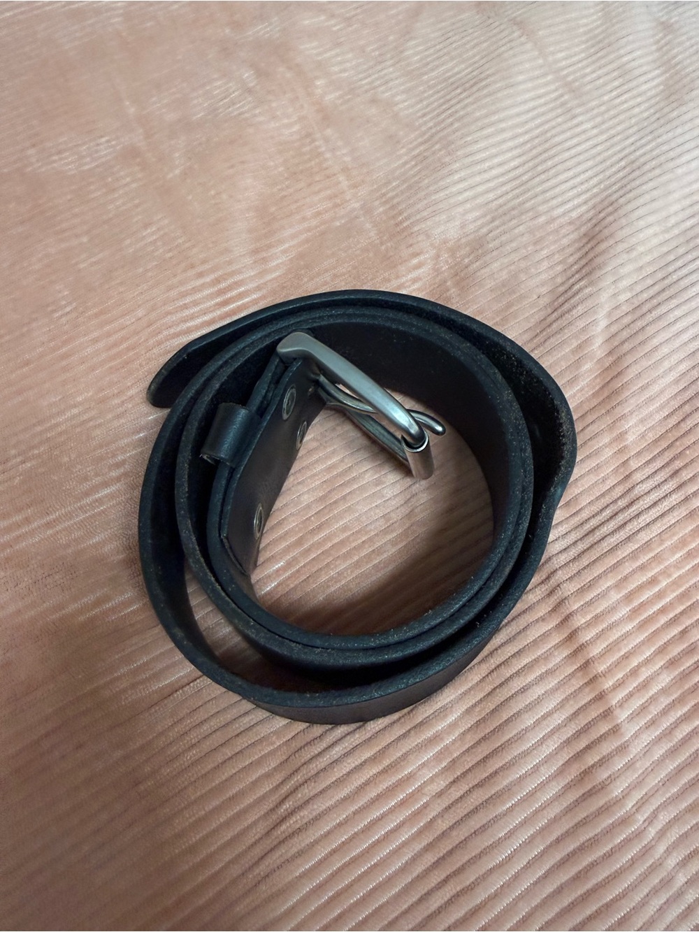 Classic Black Leather Men's Belt with Silver Buckle